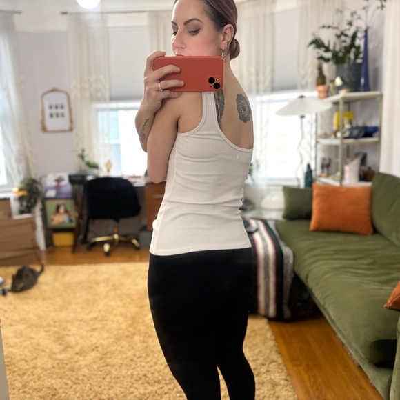 Abecrombie & Fitch White Women's Ribbed Square Beck Low Back Tank Top - sz Small - Picture 6 of 12